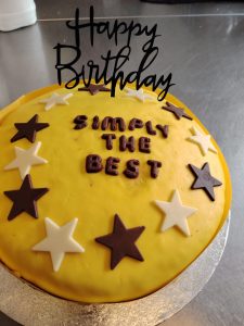 Birthday cake for resident at Westcroft Nursing Home